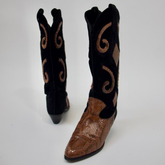 Vintage 80’s suede and snake cowboy boots - Picture 4 of 4